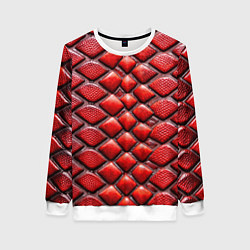 Женский свитшот Змеиная объемная текстурная красная кожа