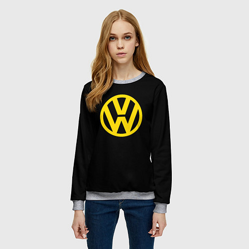 Женский свитшот Volkswagen logo yellow / 3D-Меланж – фото 3