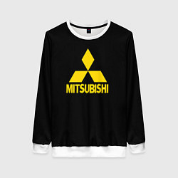 Свитшот женский Mitsubishi logo yelow, цвет: 3D-белый