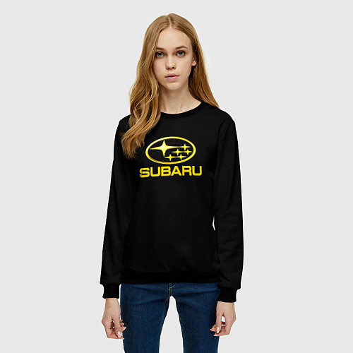 Женский свитшот Subaru logo yellow / 3D-Черный – фото 3