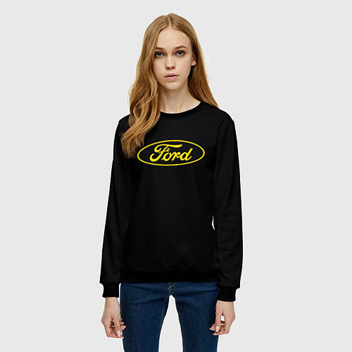 Женский свитшот Ford logo yellow / 3D-Черный – фото 3