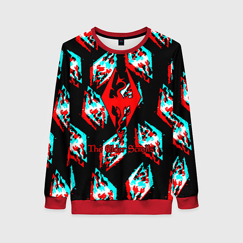 Женский свитшот The elder scrolls glitch / 3D-Красный – фото 1