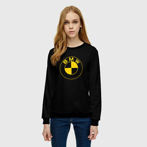 Женский свитшот BMW logo yellow / 3D-Черный – фото 3