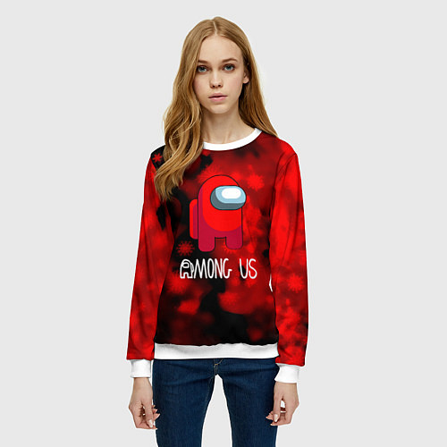 Женский свитшот Among us красный / 3D-Белый – фото 3
