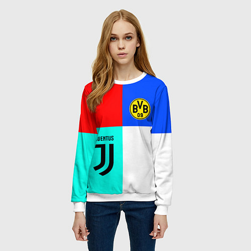 Женский свитшот Juventus x Borussia / 3D-Белый – фото 3