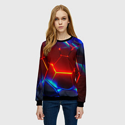 Свитшот женский Красные плиты с ярким светом, цвет: 3D-черный — фото 2