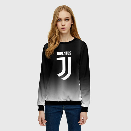 Женский свитшот Ювентус серый градиент / 3D-Черный – фото 3