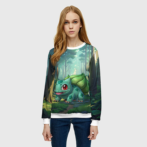 Женский свитшот Bulbasaur pokemon / 3D-Белый – фото 3