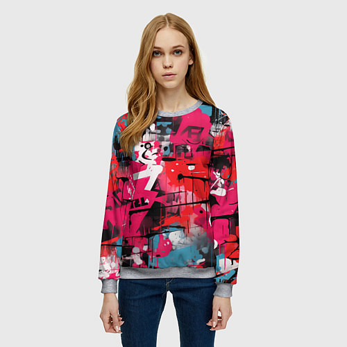 Женский свитшот Красное граффити / 3D-Меланж – фото 3