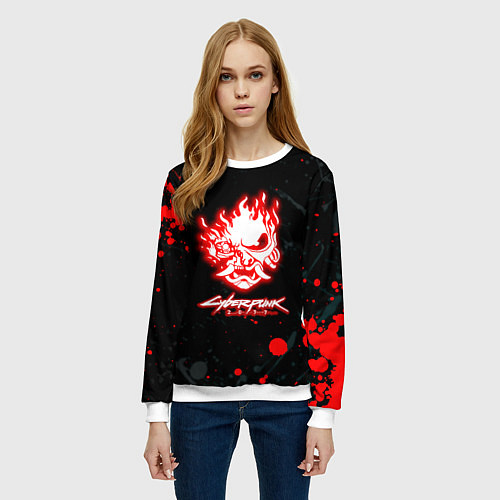 Женский свитшот Samurai flame logo / 3D-Белый – фото 3