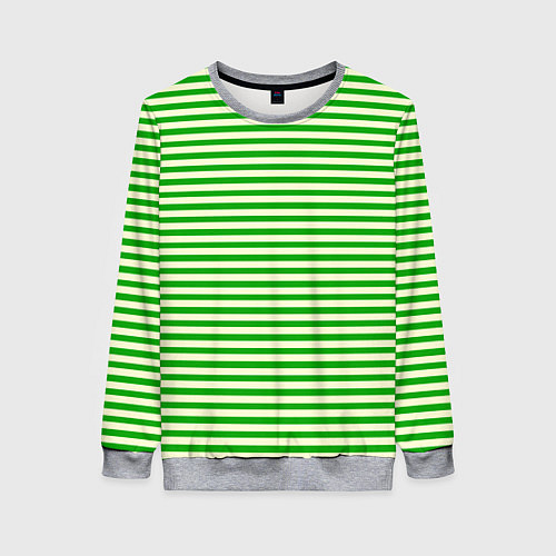 Женский свитшот Бежево-зелёный полосатый / 3D-Меланж – фото 1