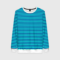 Женский свитшот Сине-бирюзовый в полоску тельняшка