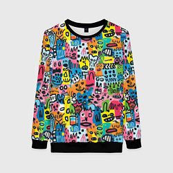 Женский свитшот Весёлые лица абстрактные