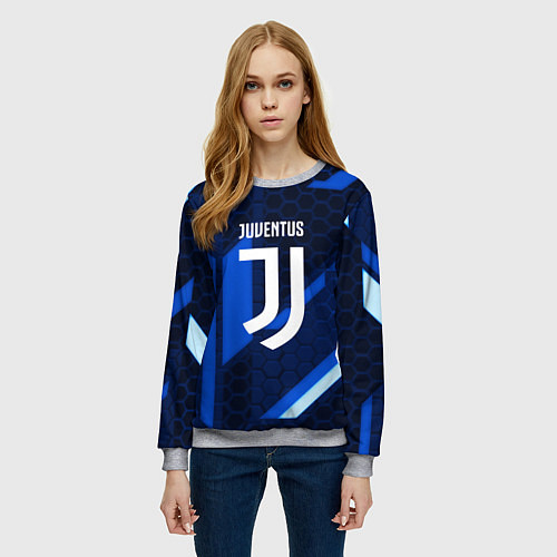 Женский свитшот Juventus sport geometry steel / 3D-Меланж – фото 3