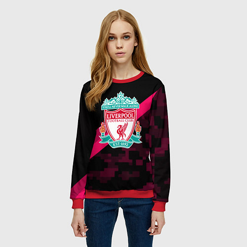 Женский свитшот Liverpool sport fc club / 3D-Красный – фото 3