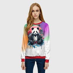 Свитшот женский Panda samurai - Japan, цвет: 3D-красный — фото 2