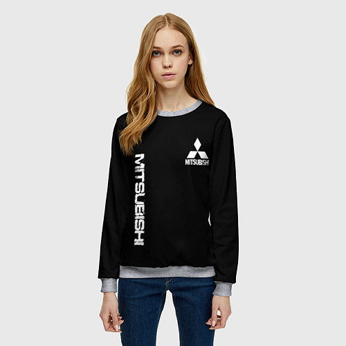 Женский свитшот Mitsubishi logo white auto / 3D-Меланж – фото 3