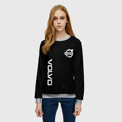 Женский свитшот Volvo white logo auto / 3D-Меланж – фото 3