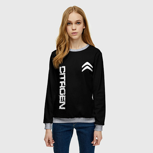 Женский свитшот Citroen logo white / 3D-Меланж – фото 3