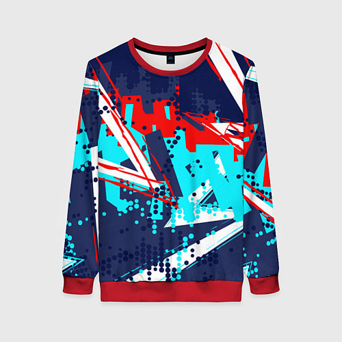 Женский свитшот Яркий абстрактный узор для спорта / 3D-Красный – фото 1