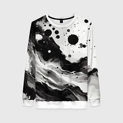 Женский свитшот Чёрно-белая абстракция - кляксы