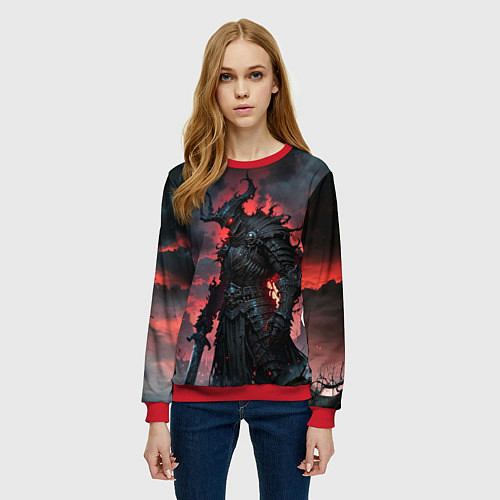Женский свитшот Тёмный рыцарь мрака / 3D-Красный – фото 3