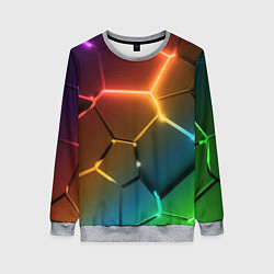 Женский свитшот Радужные неоновые плиты в разломе