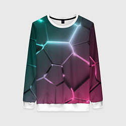 Женский свитшот Голубые и розовые неоновые плиты в разломе