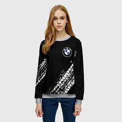 Свитшот женский BMW : автомобильные текстуры шин, цвет: 3D-меланж — фото 2