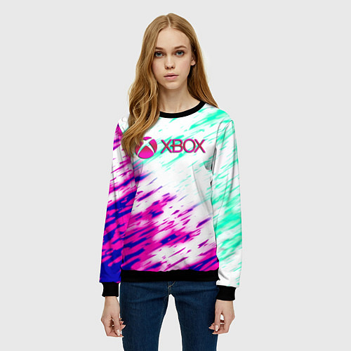 Женский свитшот Xbox краски текстура игры / 3D-Черный – фото 3