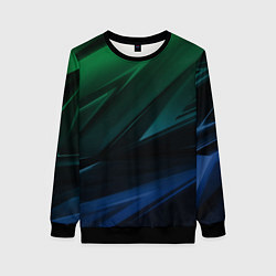 Женский свитшот Зелено-синие абстрактные объемные полосы