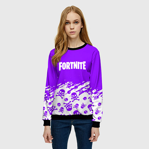 Женский свитшот Fortnite skull pattern / 3D-Черный – фото 3