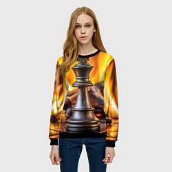Свитшот женский Шахматы - король на фоне огня, цвет: 3D-черный — фото 2
