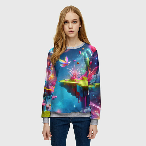 Женский свитшот Космическая фантазия - нейросеть / 3D-Меланж – фото 3