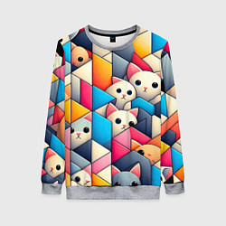 Женский свитшот Geometric pattern with kittens - ai art
