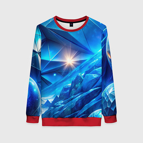 Женский свитшот Синяя объемная абстракция со вспышкой / 3D-Красный – фото 1