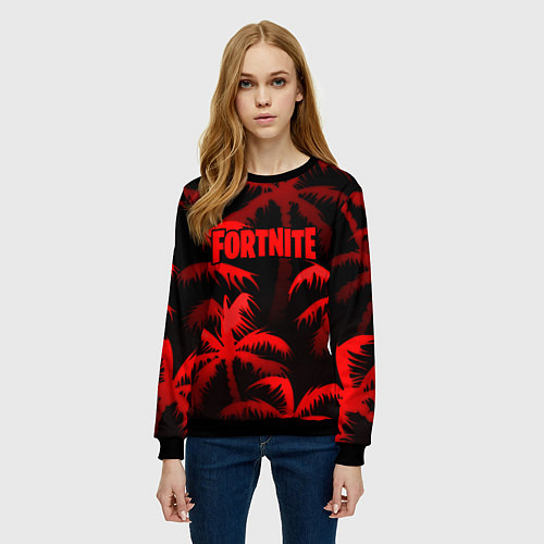 Женский свитшот Fortnite tropic red / 3D-Черный – фото 3