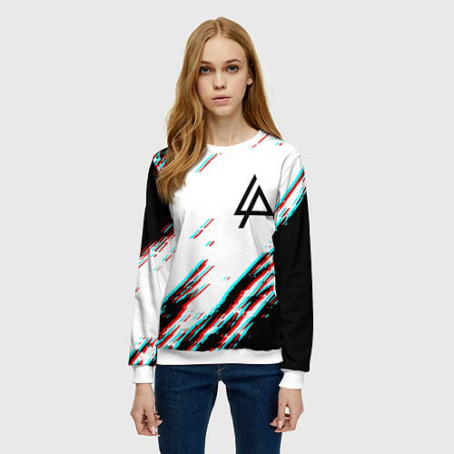 Женский свитшот Linkin park краски глитч / 3D-Белый – фото 3