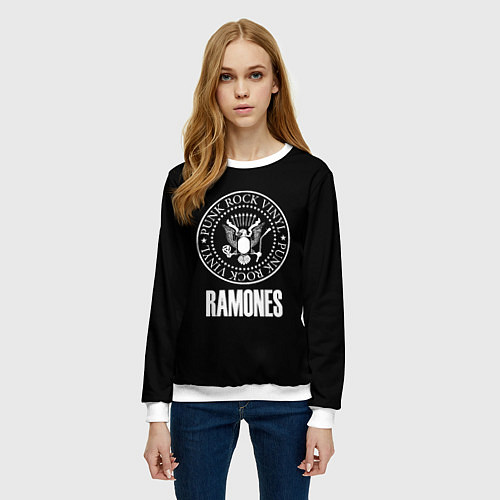 Женский свитшот Ramones rock logo / 3D-Белый – фото 3