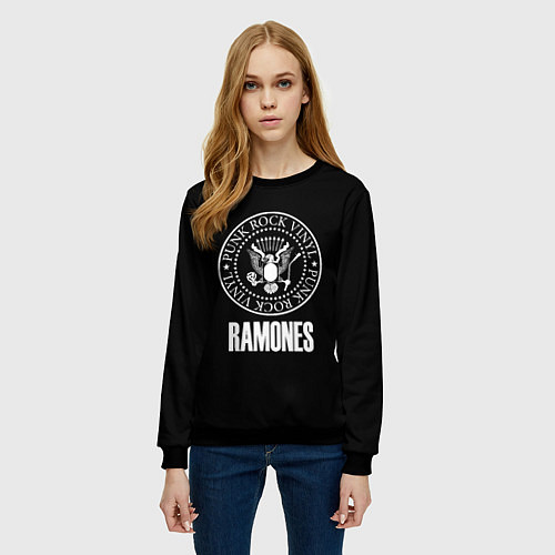 Женский свитшот Ramones rock logo / 3D-Черный – фото 3