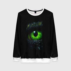 Свитшот женский Глаз дракона змеи зеленого цвета: символ 2025 Ново, цвет: 3D-белый