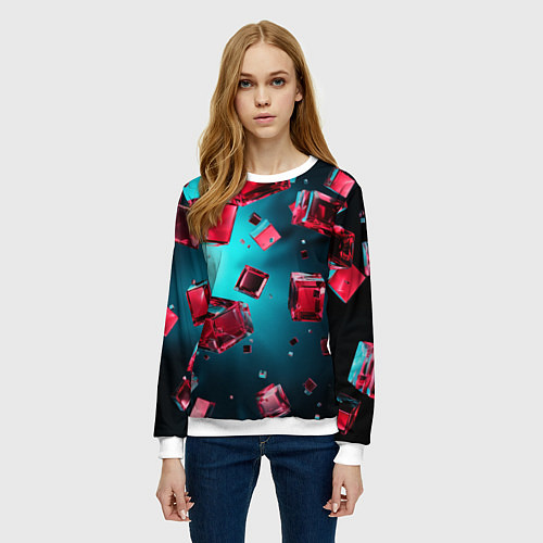 Женский свитшот Взрыв из камней / 3D-Белый – фото 3