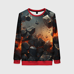 Свитшот женский Эпичный взрыв из камней, цвет: 3D-красный