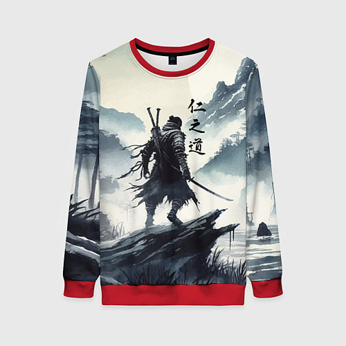 Женский свитшот Воин самурай - призрак Цусимы / 3D-Красный – фото 1