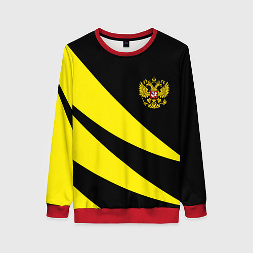 Женский свитшот Россия текстура жёлтый / 3D-Красный – фото 1