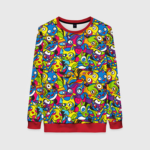 Женский свитшот Сумасшедшие креативные коты / 3D-Красный – фото 1