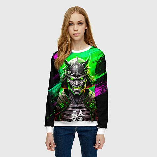 Женский свитшот Самурай в маске черепа / 3D-Белый – фото 3