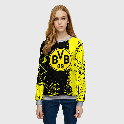 Женский свитшот Borussia fc краски / 3D-Меланж – фото 3