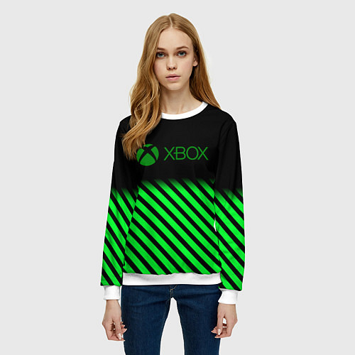 Женский свитшот Xbox line green / 3D-Белый – фото 3