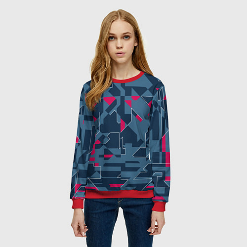 Женский свитшот Геометрическая математика узора / 3D-Красный – фото 3